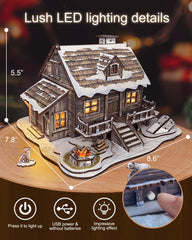 Astshun&co winter cabin puzzle LED lights create warm night glow