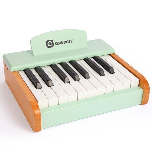 Asweets 18-key wooden piano for kids, green, inviting early music exploration and joyful play