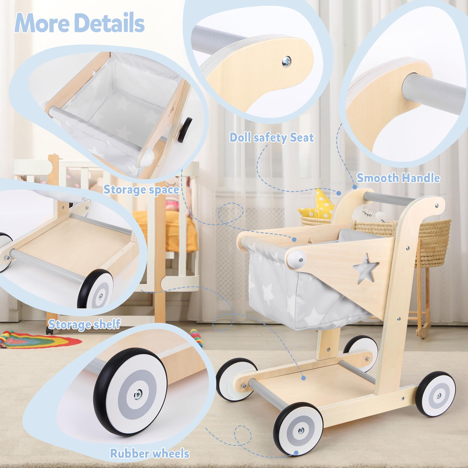 Asweets pretend-play walker invites kids to take dolls on trips.