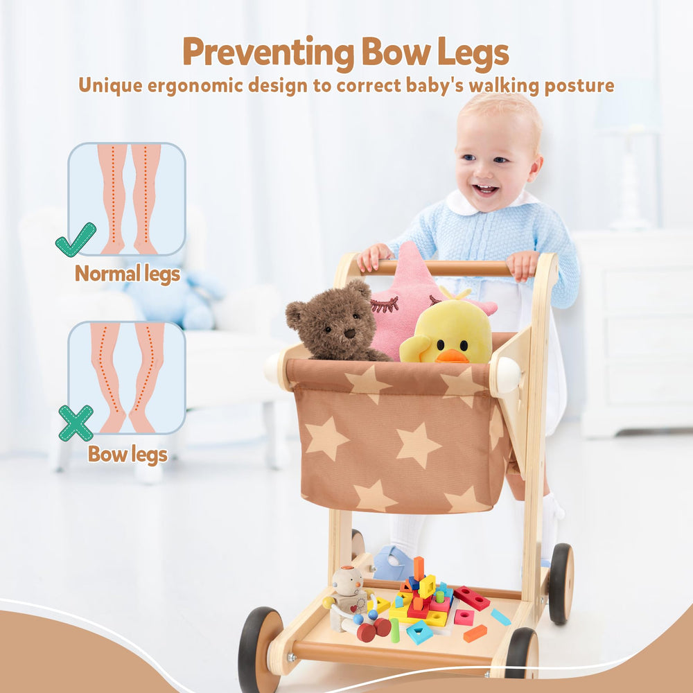 Asweets push-pull walker with large toy box for portable toy storage