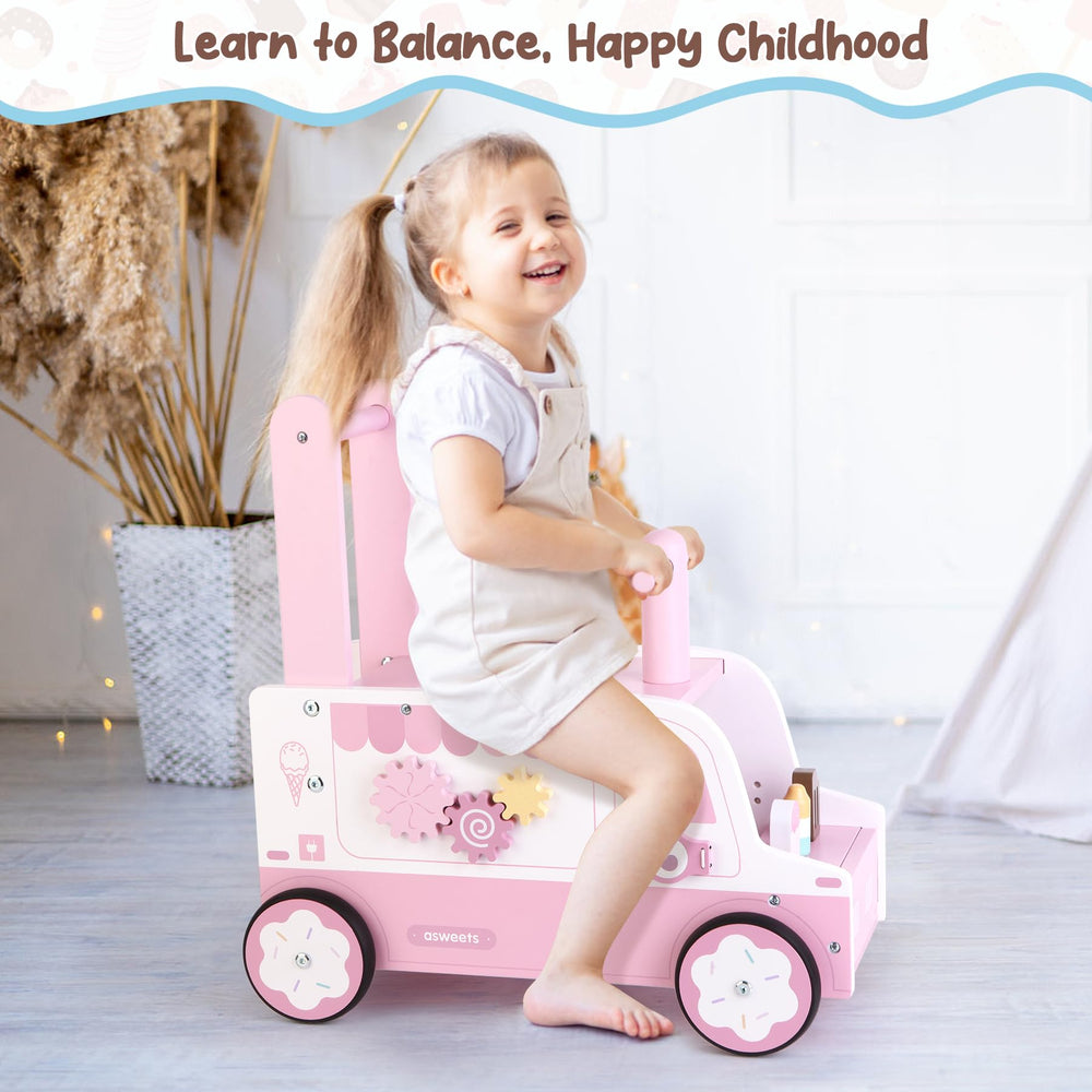 Asweets walker uses rubber-coated wheels to protect floors and glide smoothly.