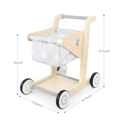 Asweets wooden walker doll seat enables pretend shopping with a doll.