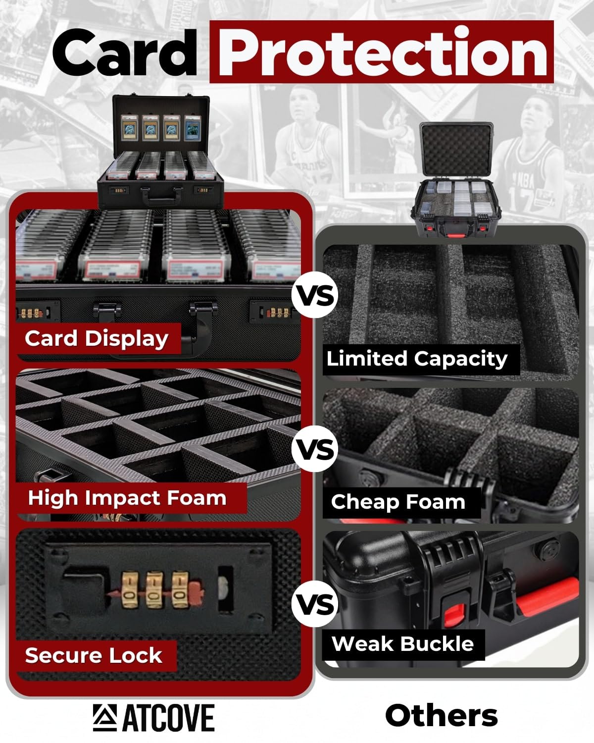 ATCOVE foam inserts secure cards and prevent shifting during transport.