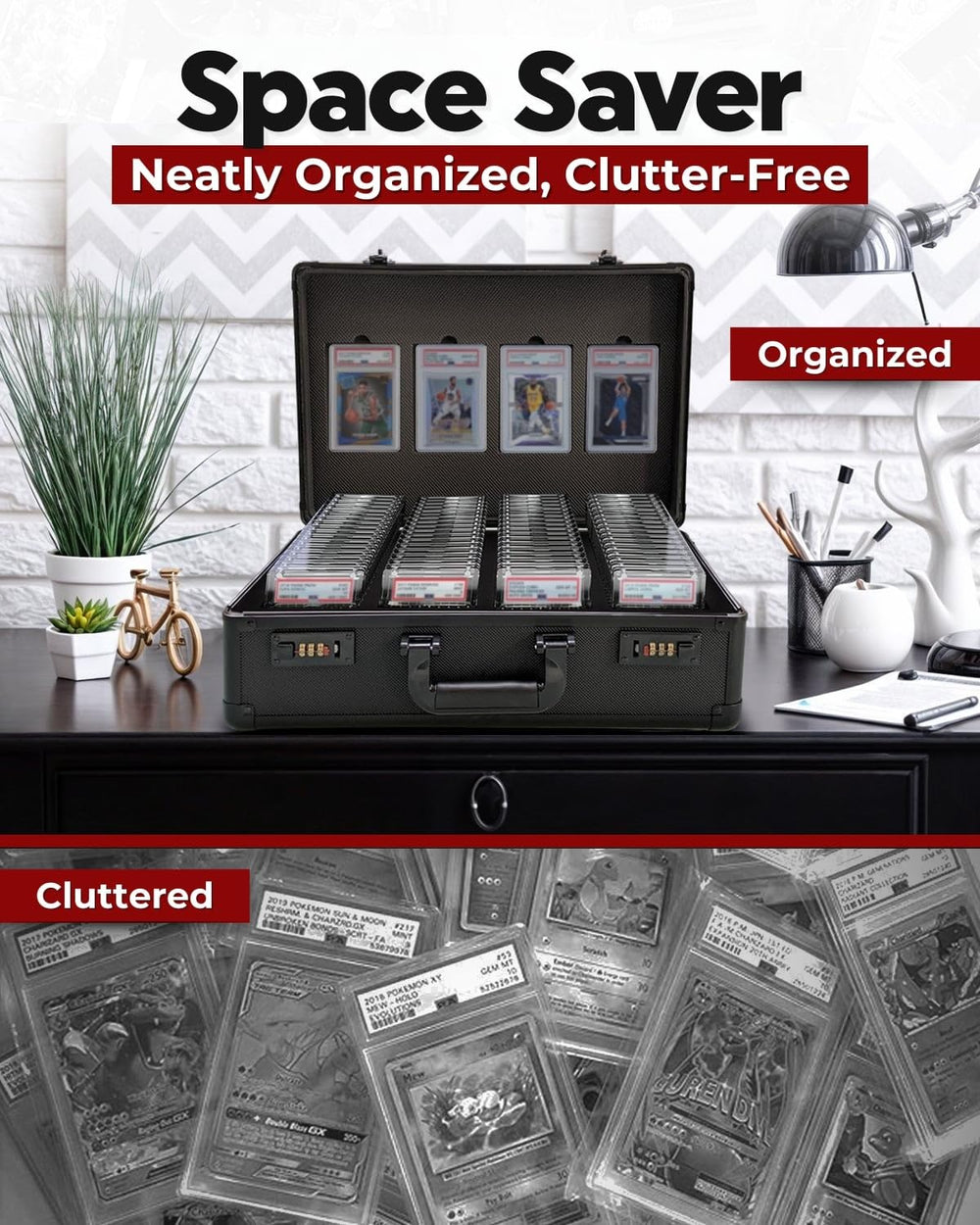 ATCOVE holds 640 top loaders and 1574 loose cards for full collections.