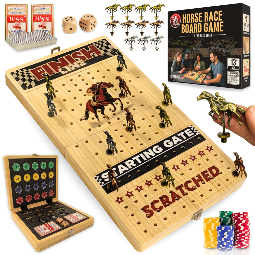 ATCOVE horse racing board folding for portable game nights.