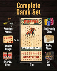 ATCOVE horse race board built-in storage keeps pieces secure.