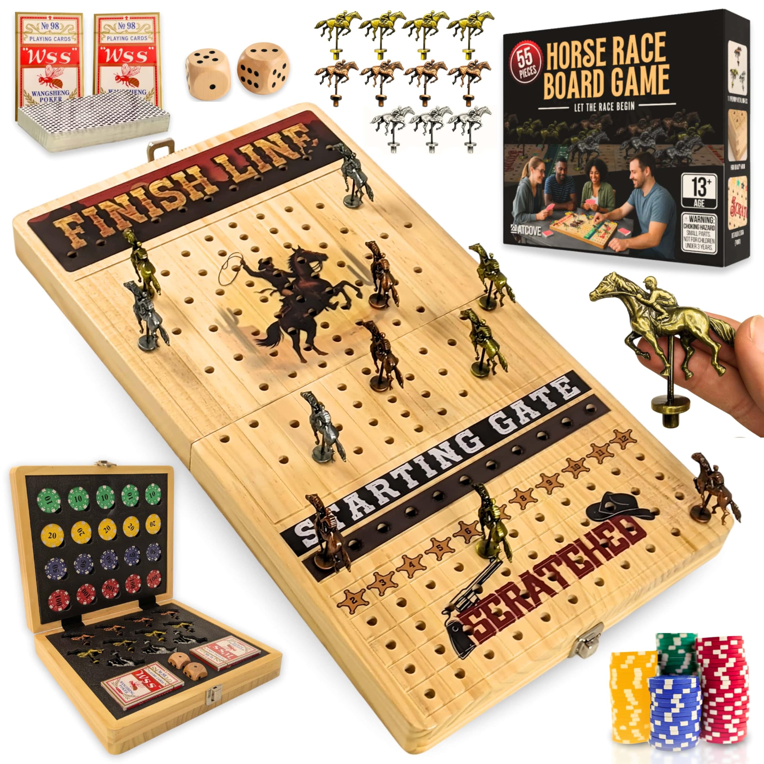 ATCOVE horse racing board large folding for easy setup at gatherings