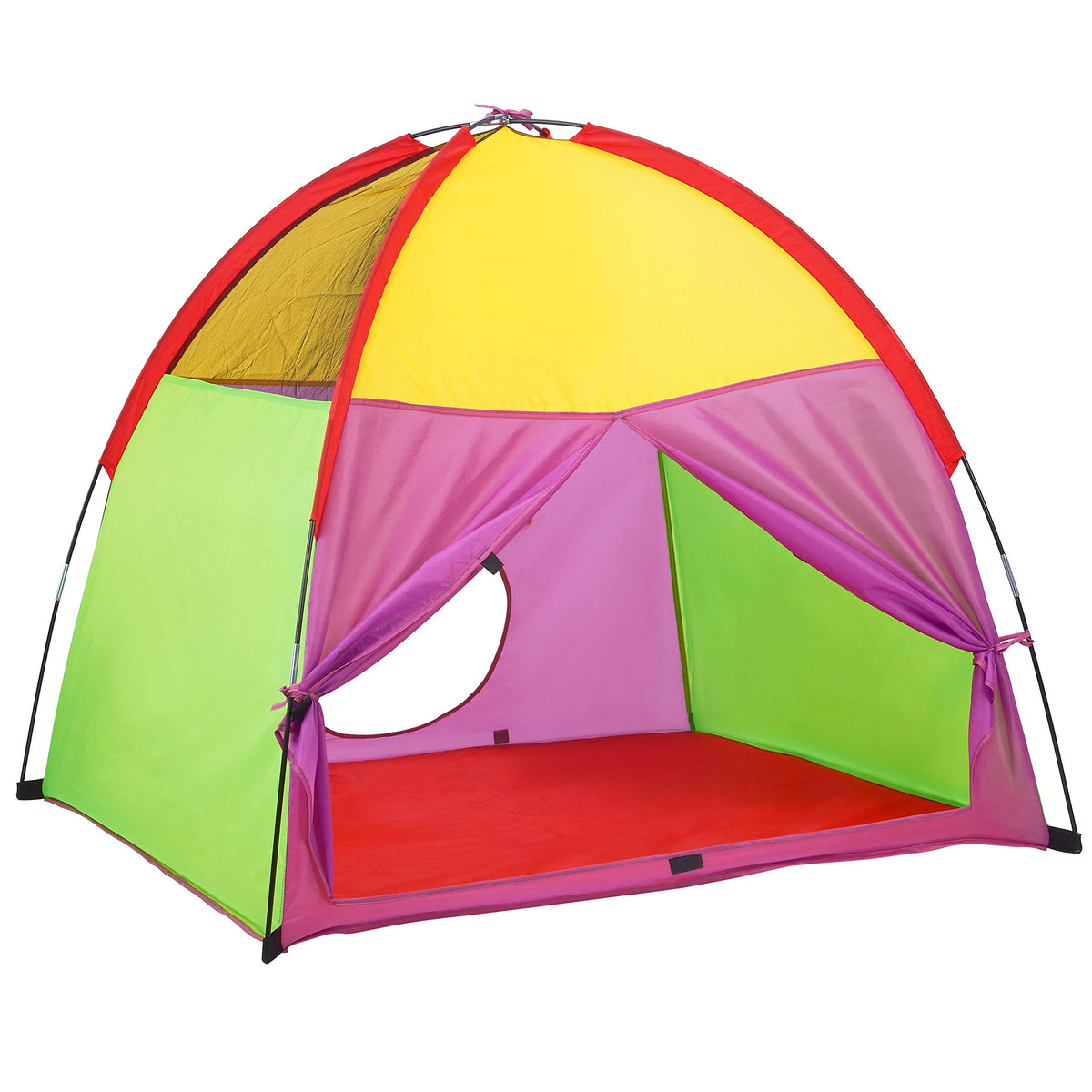 ATDAWN Kids Play Tent rainbow color front view promoting imaginative play