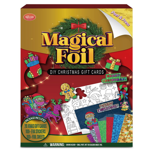 ATFUNSHOP Christmas foil gift cards for kids, showcasing easy, mess-free foil art.