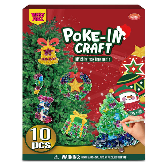ATFUNSHOP Poke in Art kit box with colorful ornament pieces for kids' creative holiday décor.