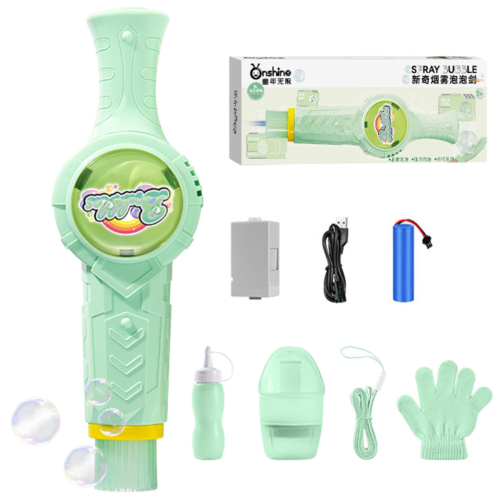 ATG Fog Bubble Machine green front view with vibrant LEDs for party ambiance.