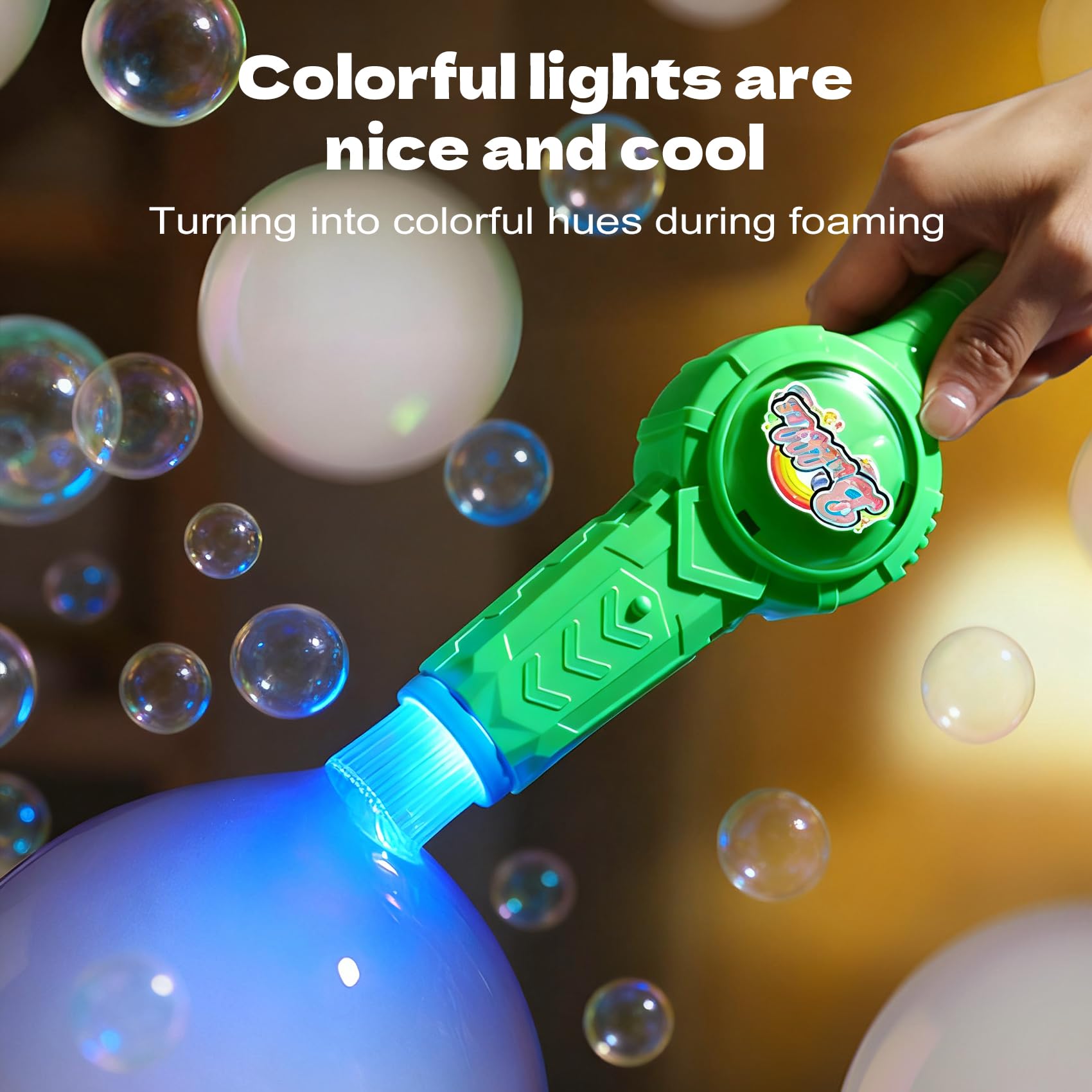 ATG Fog Bubble Machine LED light show enhances outdoor gatherings.