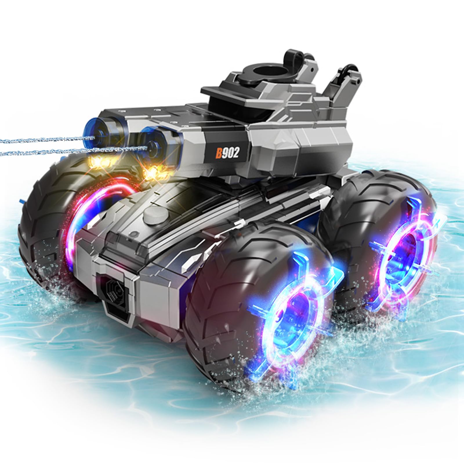 ATHLERIA amphibious RC car with water gun for land and water adventures.
