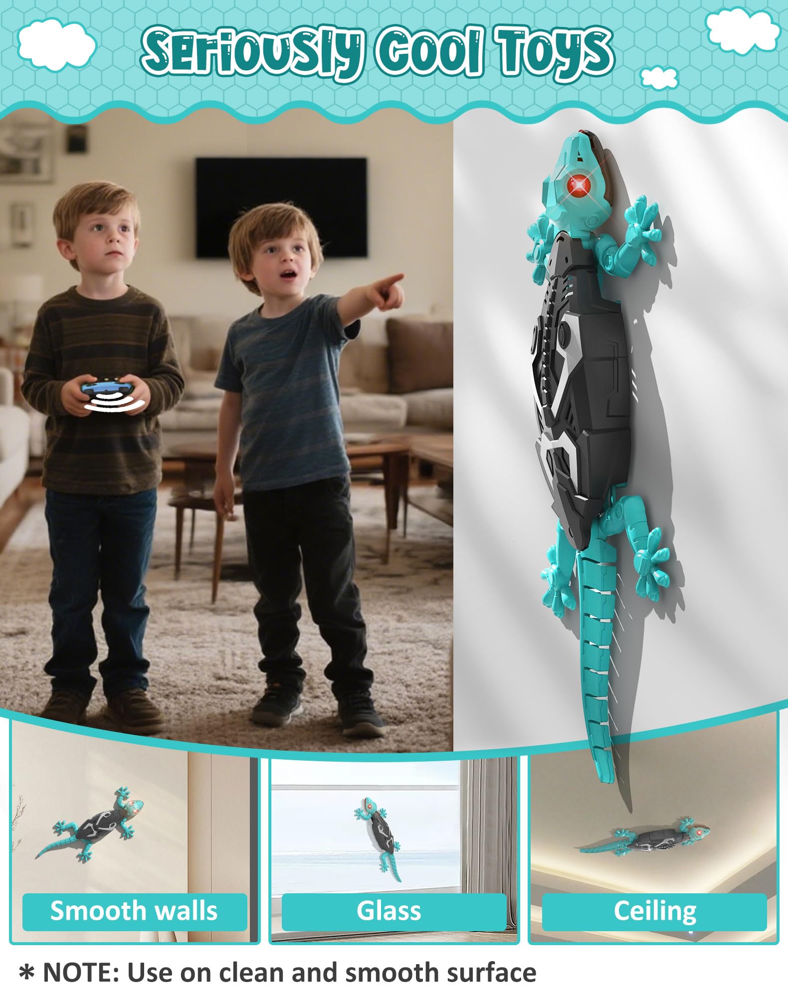 ATHLERIA electric lizard features LED eyes and realistic movements for engaging play.