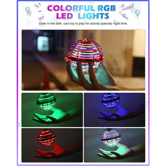 ATHLERIA mini drone orb flying ball glows with RGB lights during flights