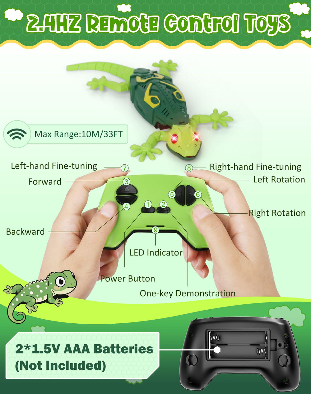 Athleria ready-to-play set includes gecko, remote, charger, and manual