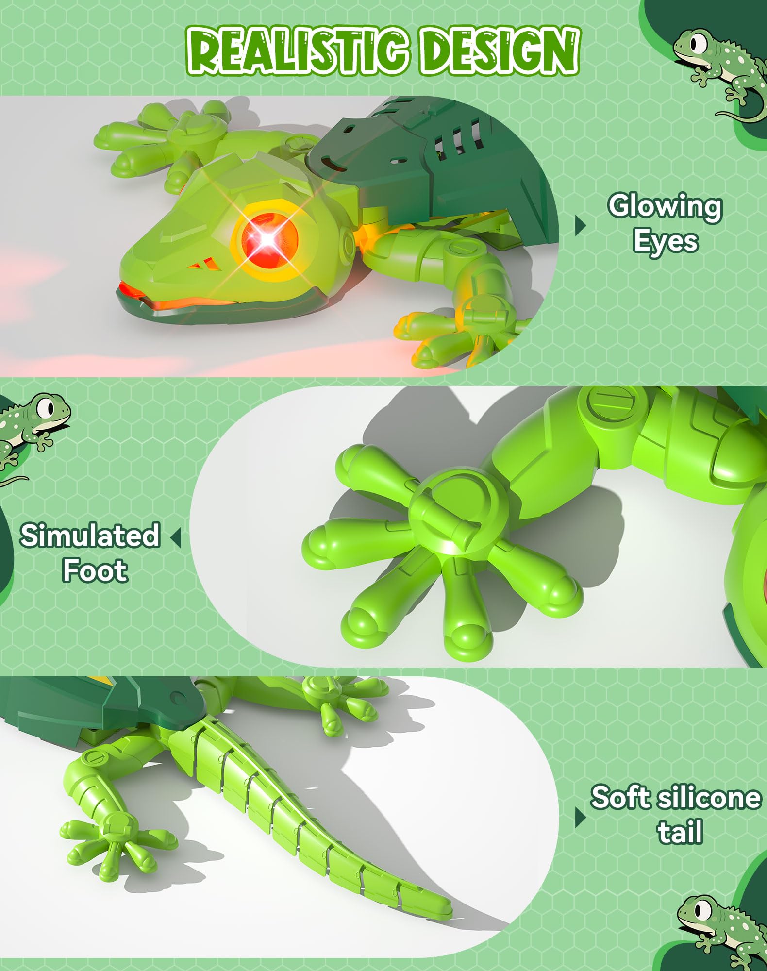 Athleria silicone tail flex for realistic reptile motion during play