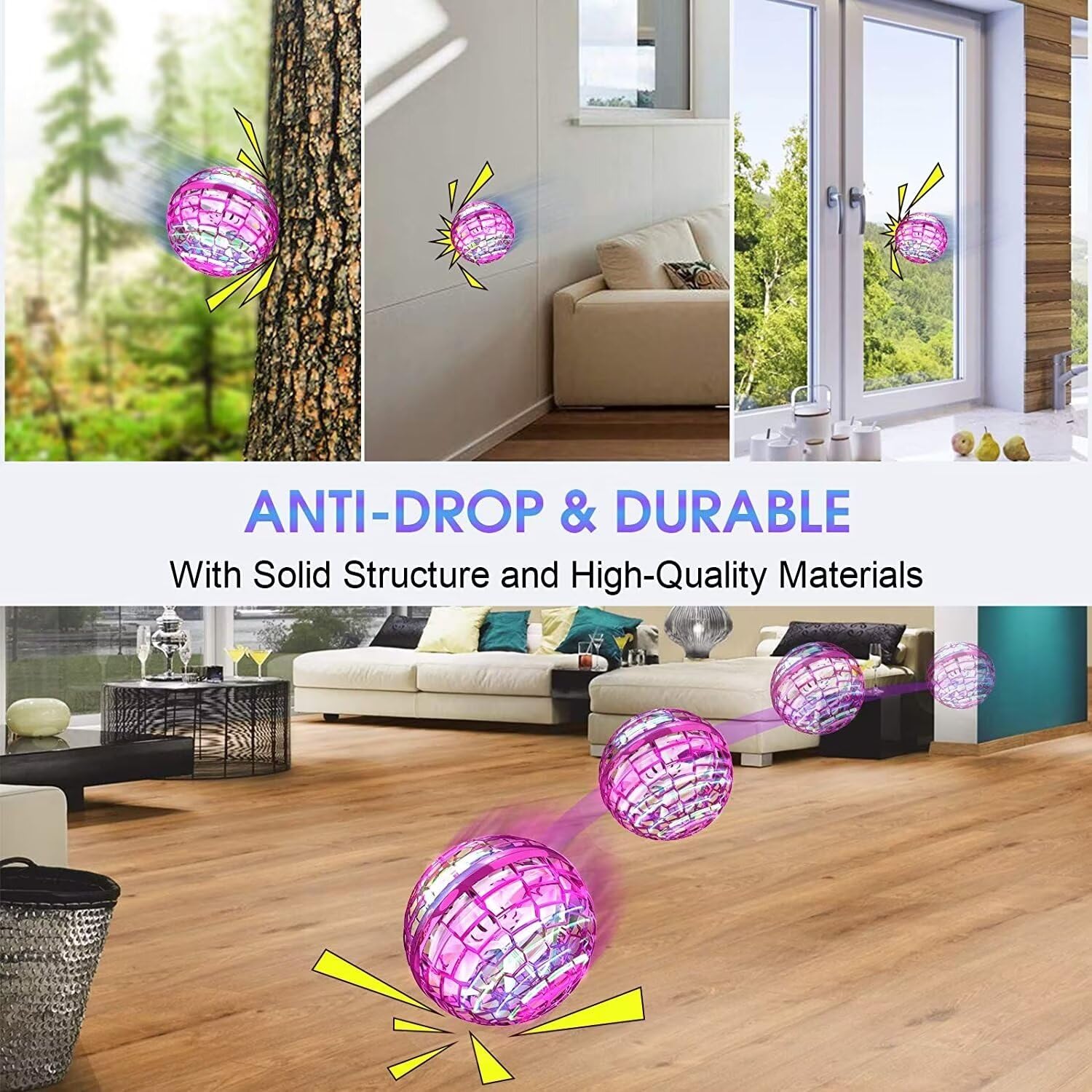ATHLERIA spherical cage keeps the drone ball safe and easy to catch.