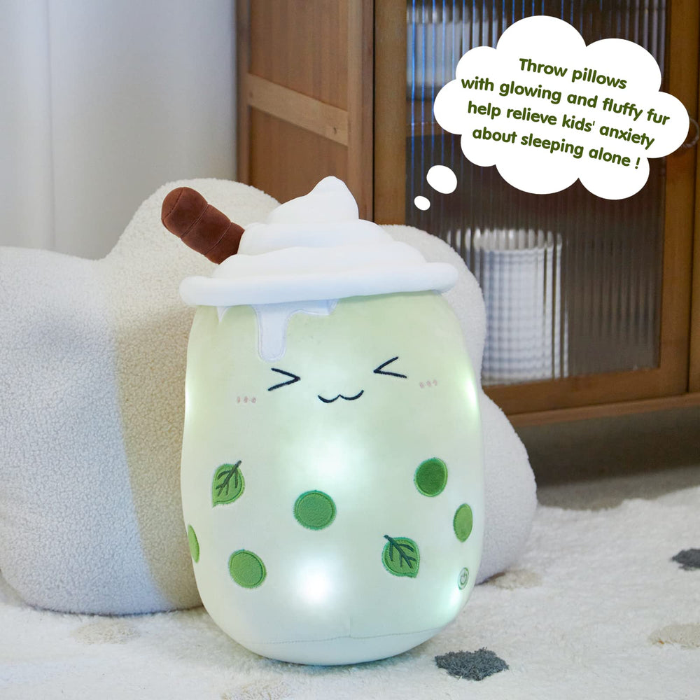 LED glow visible inside the 15-inch Athoinsu boba plush during use