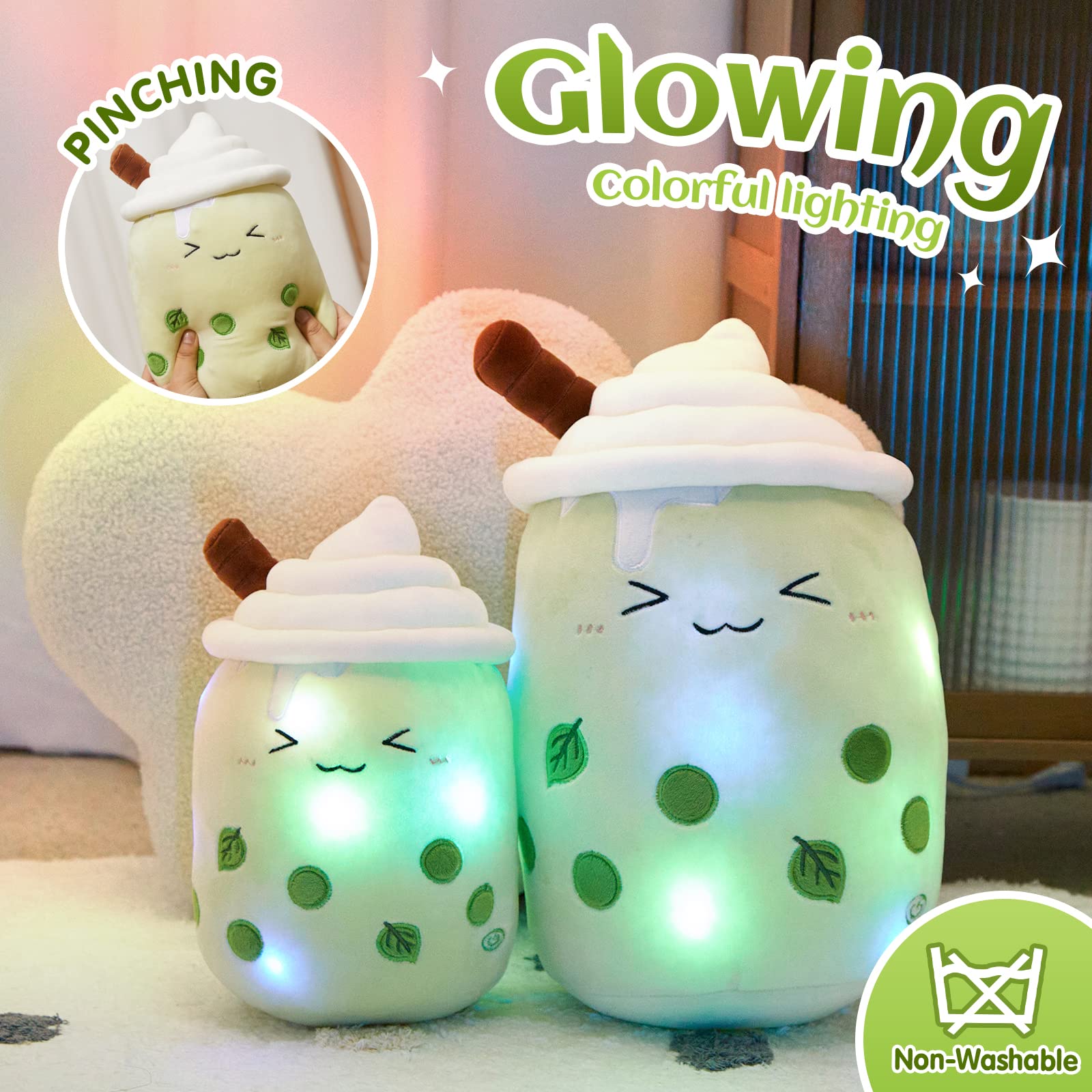 Gift-ready Athoinsu packaging for the light up matcha boba pillow