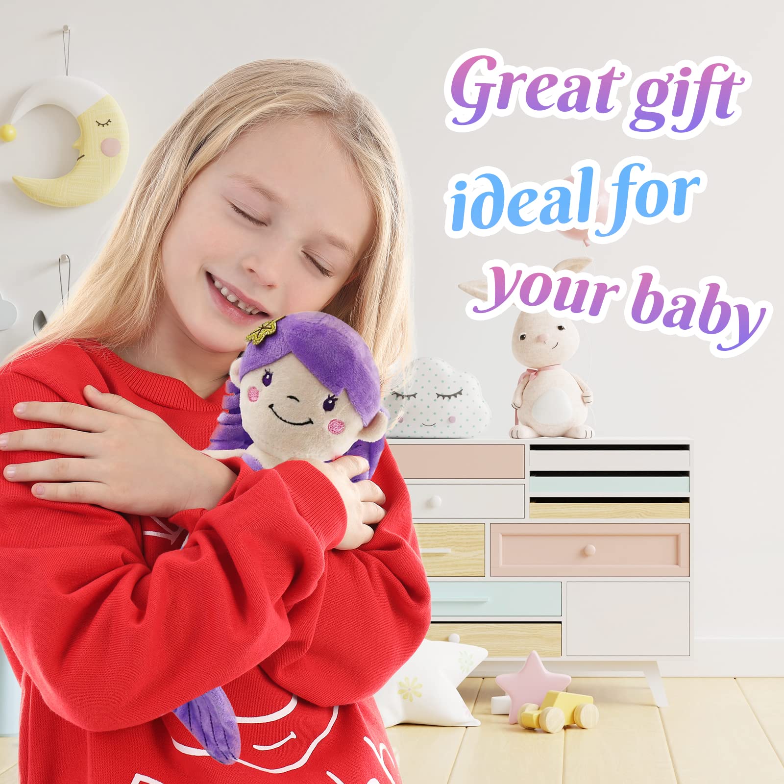Athoinsu purple mermaid tail plush, ideal for hugging and bedtime comfort.