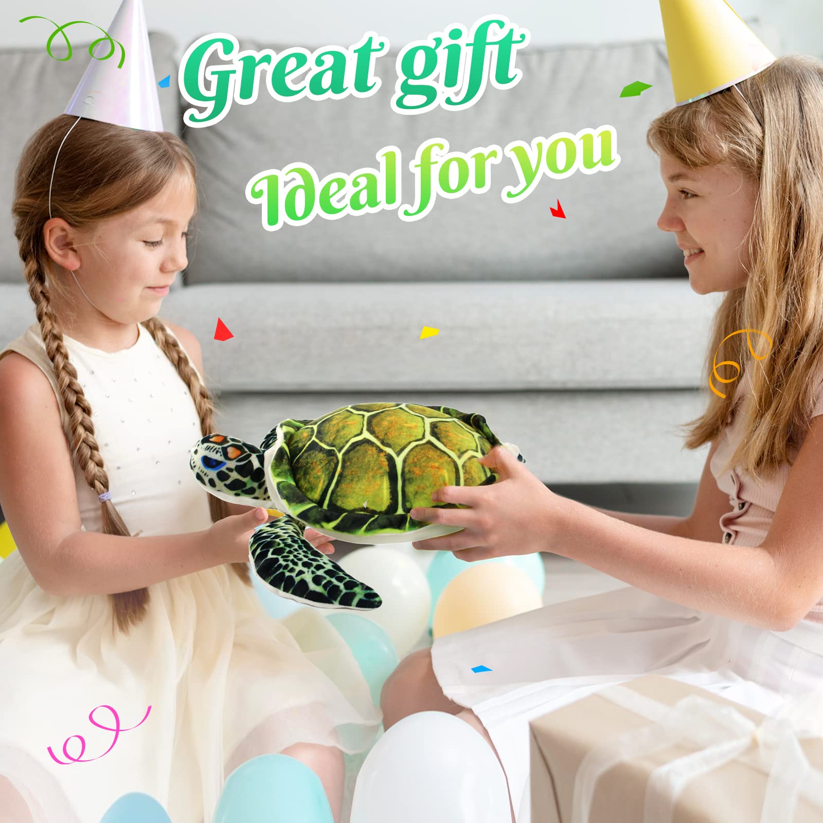 Athoinsu sea turtle plush in green, durable materials for long-lasting cuddles.