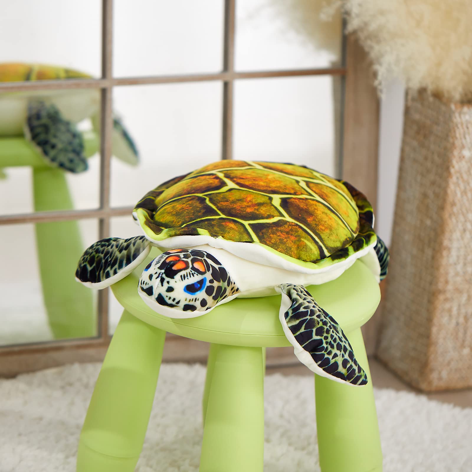 Athoinsu sea turtle plush with life-like markings for a lifelike ocean friend in stories.