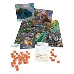 Atlas Games dice and kitty treats ready for in-game fun