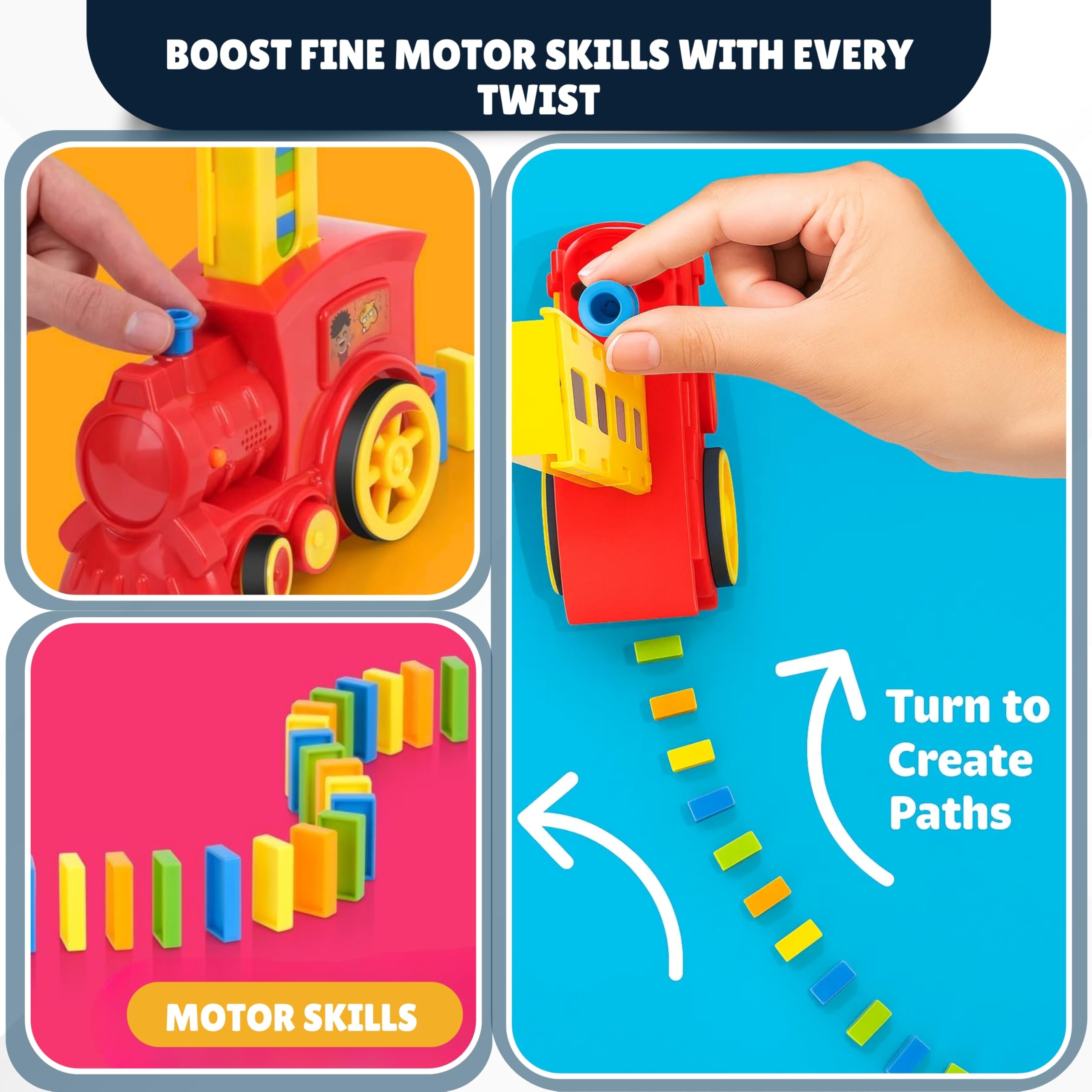 Montessori-inspired Atlasonix Domino Train promotes focus and coordination.