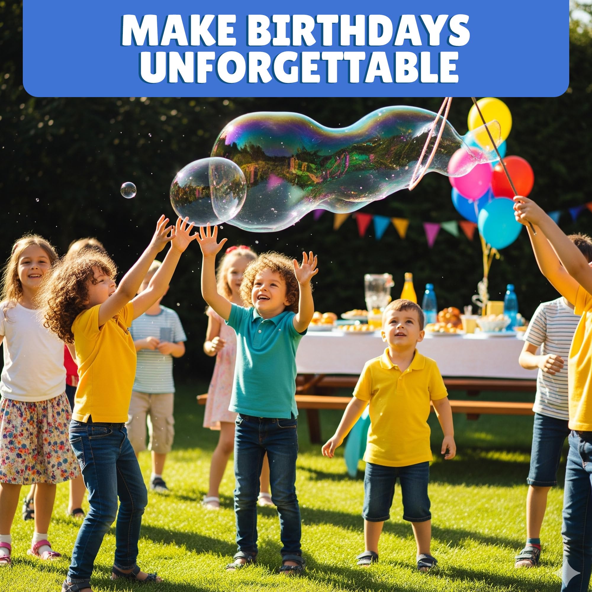 Children enjoy outdoor play with Atlasonix bubbles and kid-friendly wands.