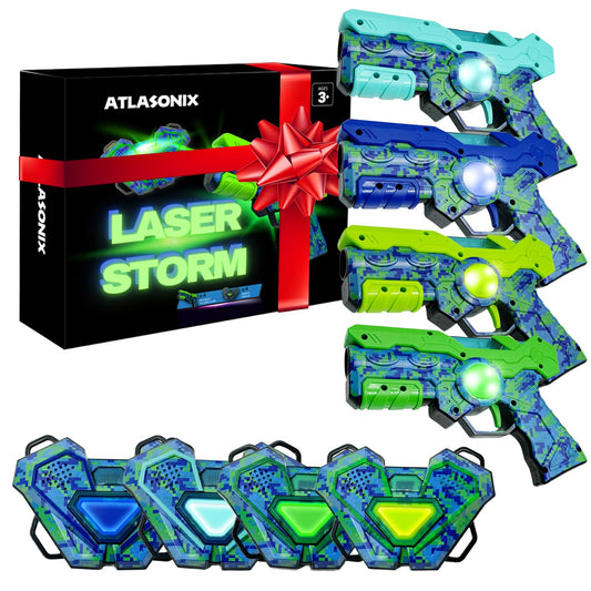 Atlasonix Laser Tag Guns Set 4 front view for epic indoor outdoor battles.