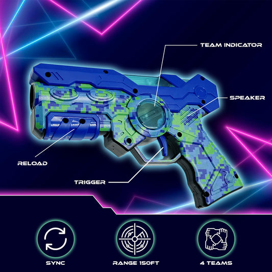 Atlasonix laser tag guns set 4 side view showcasing ergonomic grips.