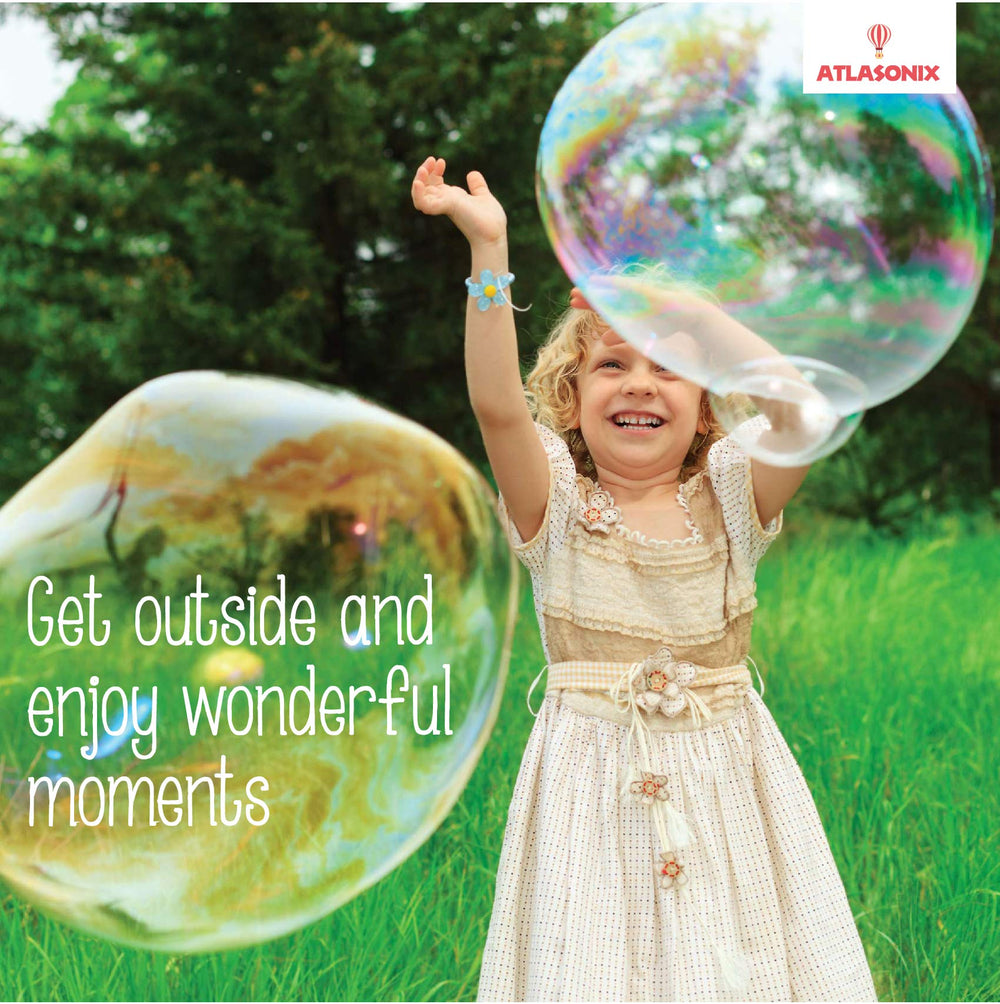 Non-toxic Atlasonix bubble solution safe for kids during play.