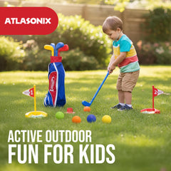 Atlasonix toddler golf set carry bag keeps items organized and easy to transport.
