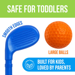 Atlasonix toddler golf tees and flags for realistic play.