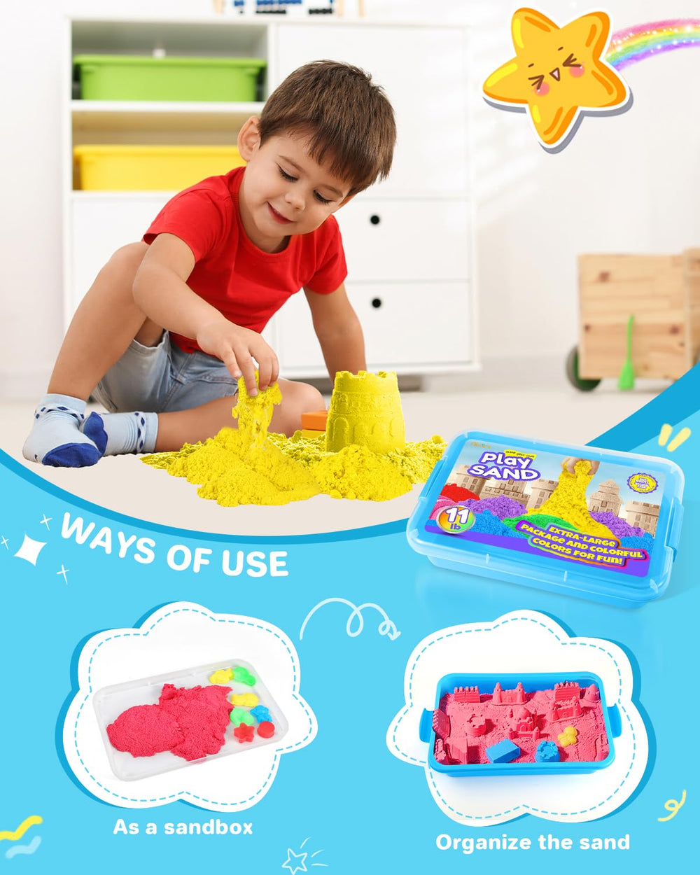 AtMini sand kit with resealable bags keeps colors organized and mess-contained.
