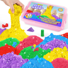 AtMini play sand tray with pink lid for organized sensory play at home