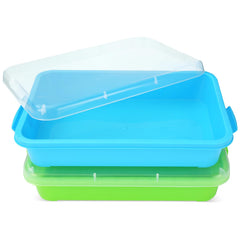 AtMini Sensory Bin Green-Blue with Lid; mess-free sand play for toddlers.