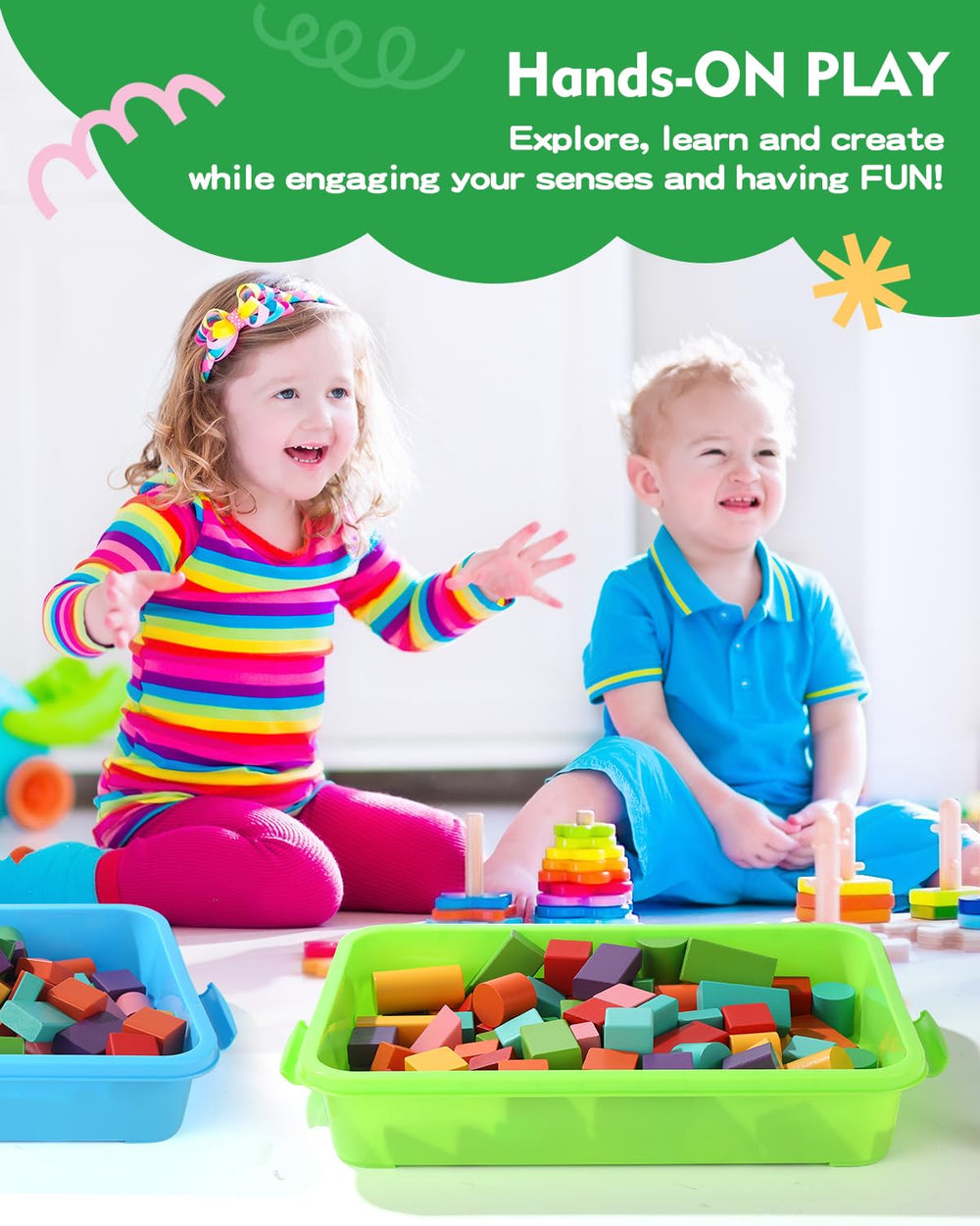 AtMini Sensory Bin large 15-inch tray supports spacious play areas.