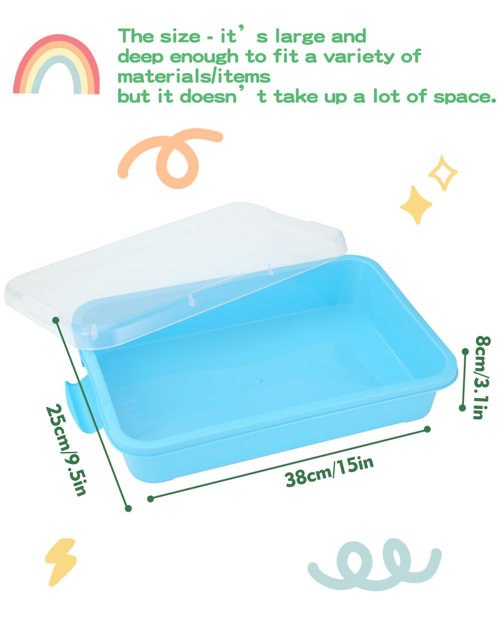 AtMini large blue-lid sand tray with open top for quick setup.
