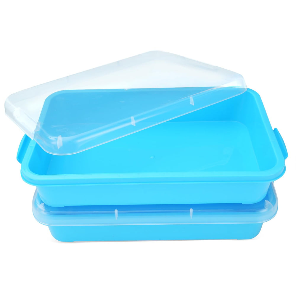 AtMini sensory bin sand tray blue lid for versatile, mess-free play.