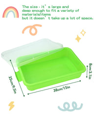 AtMini sensory bin portable handle demonstrates easy carrying for kids