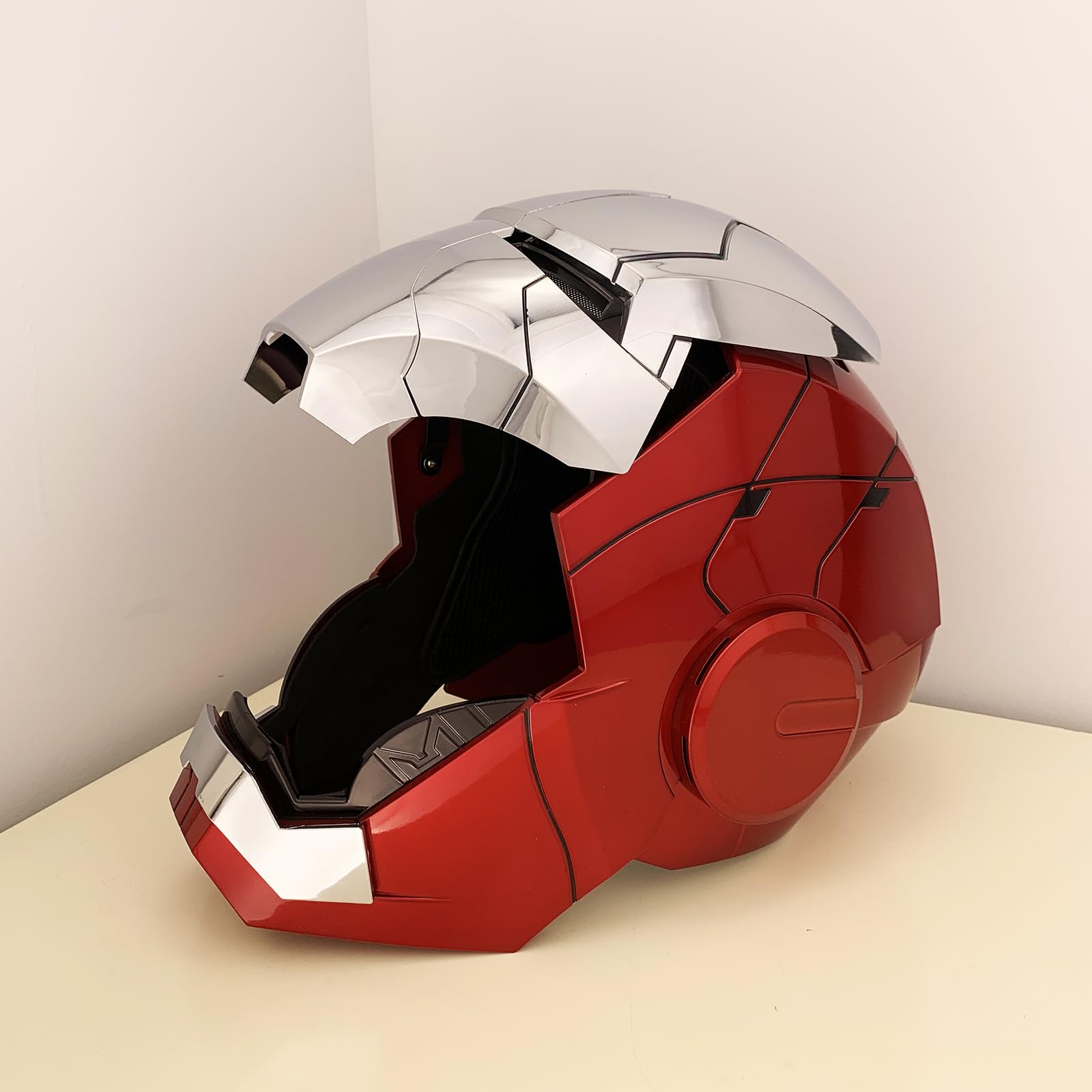 ATOKNG Iron Hero MK5 helmet on-stage setup for cosplay displays.