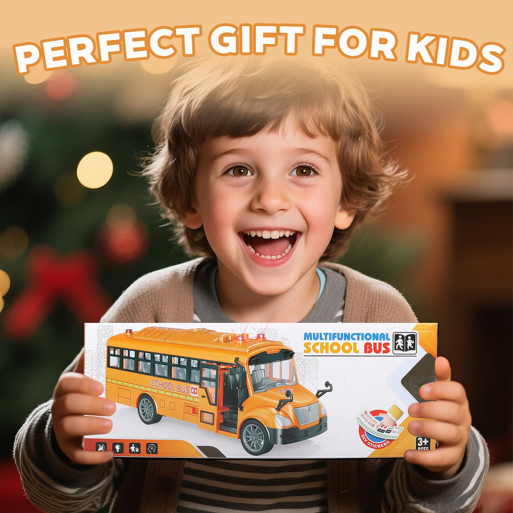 AtomDream Tech school bus encourages imaginative play and daily routine exploration.
