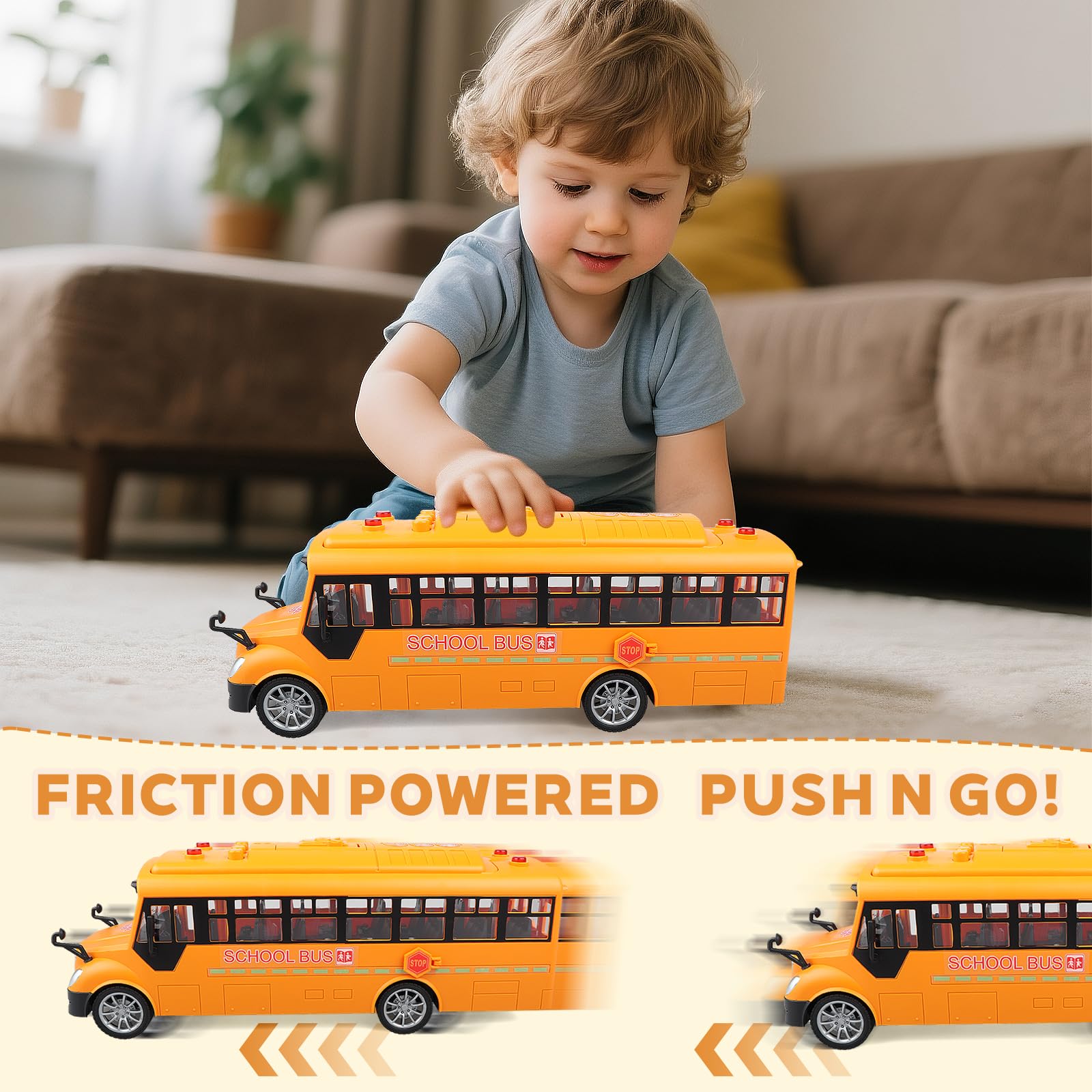 AtomDream Tech school bus interior details emphasize realistic scenes for believable playtime.