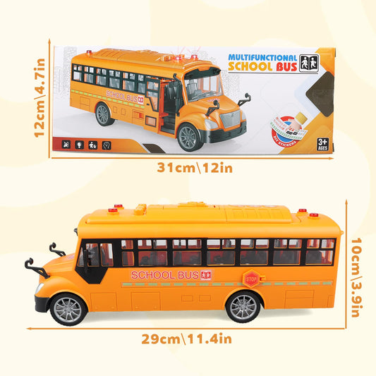 AtomDream Tech school bus side with open doors invites interactive role play and easy access.