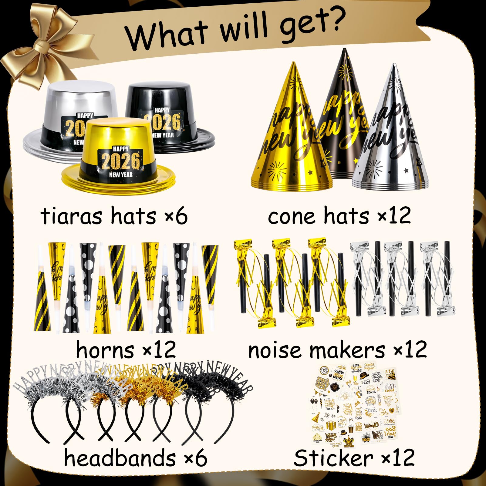Atonofun 24-guest party hats and horns set for group celebrations