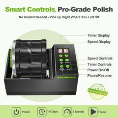 AtoRock smart controls with three speeds and a timer enable precise cycles