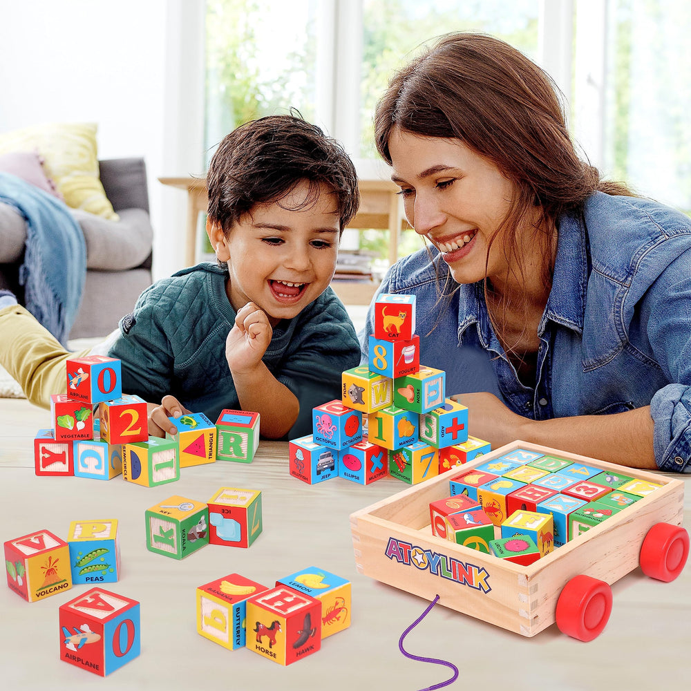 Atoylink alphabet numbers shapes blocks offer multisensory play for word building