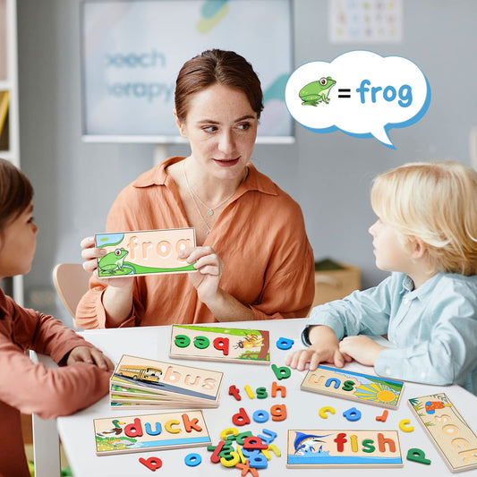 Atoylink color letter blocks for vibrant letter-building and early literacy exploration.